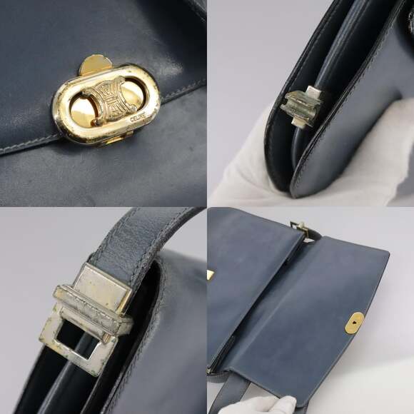 CELINE Shoulder Bag Leather Blue - Picture 11 of 13